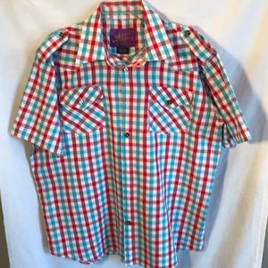 Atti ladies XL short sleeved plaid button down